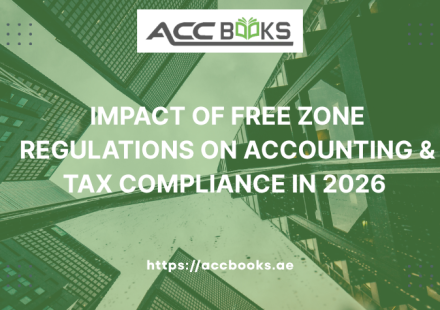 Impact of new Free Zone Regulations on corporate accounting and tax compliance requirements in 2026, showing financial documents and regulatory icons.