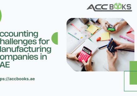 Infographic illustrating the top Accounting Challenges for manufacturing companies in UAE, including inventory valuation, VAT compliance, and cost allocation.
