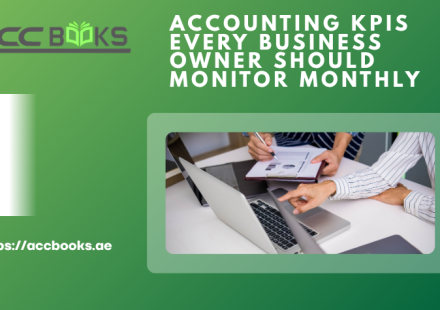 A business owner reviewing a financial dashboard with graphs and cash flow statements, highlighting essential Accounting KPIs to monitor monthly for business growth.