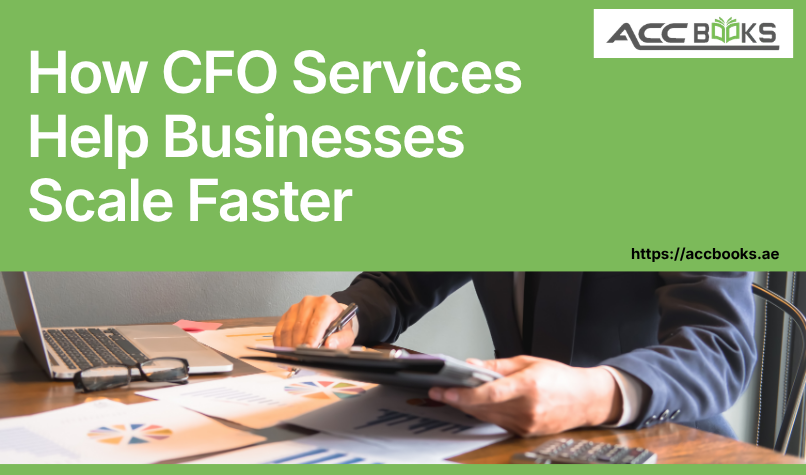 A confident CFO in a sharp business suit standing on a concrete observation deck, pointing toward a futuristic city skyline with towering skyscrapers and a glowing upward-trending financial graph superimposed in the sky. The visual conveys strategic financial leadership and growth, illustrating how expert CFO services help Businesses Scale to new heights with data-driven decisions and financial clarity.