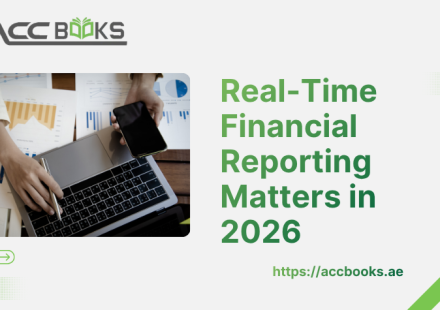 A sleek laptop screen displaying a live, interactive financial dashboard with glowing green upward-trending line graphs, bar charts, and a real-time digital clock set to 2026. A professional hand is adjusting a holographic data widget, symbolizing instant access to critical numbers, while a blurred modern office background reinforces the urgency of real-time Financial Reporting in today's fast-paced business environment.