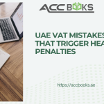 Close-up of a UAE finance manager reviewing a tax penalty letter to avoid costly VAT mistakes