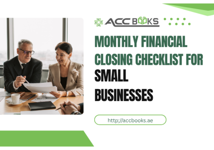 Monthly financial closing checklist on clipboard with calculator and pen.
