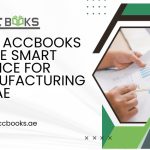 AccBooks software dashboard showing manufacturing analytics and inventory control for UAE factories