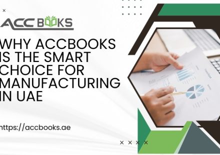 AccBooks software dashboard showing manufacturing analytics and inventory control for UAE factories