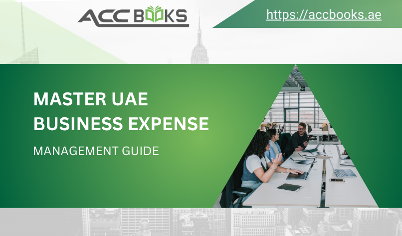 Comprehensive UAE business expense management guide showing expense tracking, receipt scanning, and financial reporting on a tablet in a Dubai office setting.