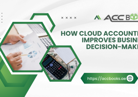 Business executive viewing real-time financial dashboards on a tablet while cloud computing icons float above, showing how Cloud Accounting delivers instant insights for smarter decisions.
