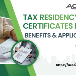 UAE business professional holding a Tax Residency Certificates with global flags and double taxation treaty icons in the background