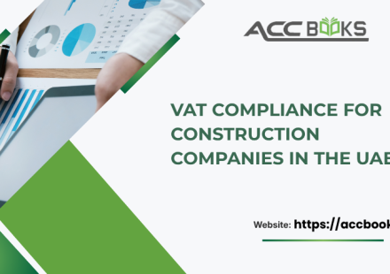 Construction project manager reviewing VAT invoices and tax documents on-site in Dubai, emphasizing VAT Compliance for contractors and subcontractors