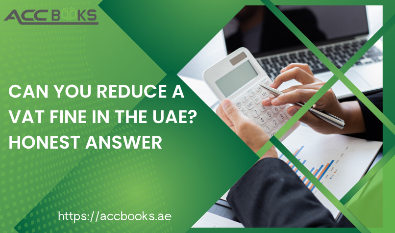 UAE business owner holding a penalty notice with a worried expression, exploring options to reduce a VAT Fine through FTA channels