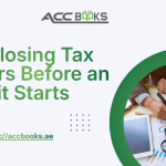 Illustration showing the voluntary disclosure process for tax errors, featuring steps like identifying mistakes, consulting a tax professional, filing amended returns, and communicating with tax authorities before an audit begins.