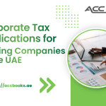 Infographic explaining corporate tax implications for holding companies in the UAE, including participation exemption, transfer pricing, and compliance requirements.