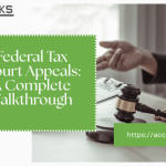 Step-by-step flowchart illustrating the federal tax court appeals process, from filing a petition and pre-trial procedures to trial, judgment, and appeal options.