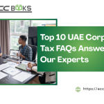 Top 10 UAE corporate tax FAQs infographic featuring questions about tax rates, registration deadlines, exemptions, and compliance requirements answered by experts.