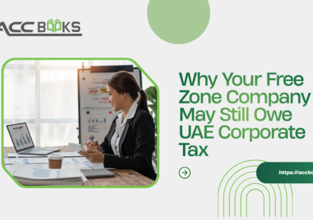 A thought-provoking illustration showing a free zone business complex with a large question mark hovering above it, partially obscured by a shadow representing corporate tax calculations. A professional holding a document labeled "Qualifying Income" stands beside a checklist with two columns: "Qualifying Free Zone Person" requirements on one side and "Excluded Activities" on the other. A UAE flag and a tax calculator are positioned in the foreground, while arrows connect the free zone entity to mainland transactions, symbolizing the scenarios where Zone Companies may lose their 0% corporate tax benefit. A red warning banner at the bottom reads "Mainland Transactions Matter," emphasizing the compliance risks.