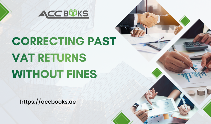 Guide to correcting past VAT returns without fines, showing voluntary disclosure steps, error identification, amended filing, and penalty avoidance strategies.