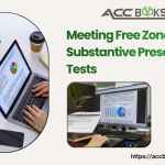 Infographic showing the key requirements for meeting free zone substantive presence tests, including adequate employees, operating expenditure, physical assets, and core income-generating activities in the UAE.