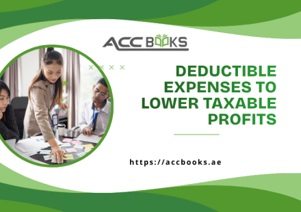 Business owner reviewing deductible expenses like rent, salaries, and marketing costs to reduce taxable profits under UAE Corporate Tax law