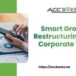 Diagram illustrating smart group restructuring for corporate tax, showing entity mergers, holding company formation, and tax-efficient ownership structures.