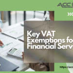 Infographic showing key VAT exemptions for financial services including margin-based products, Islamic finance, and fund management under UAE VAT law