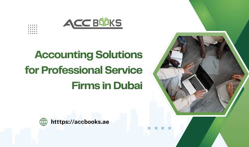 Accounting solutions for professional service firms in Dubai, showing financial reports, invoicing, and compliance tools used by consultants, law firms, and agencies