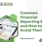 Accountant reviewing financial statements and highlighting common financial reporting errors such as misclassified transactions, missing reconciliations, and inaccurate data entry
