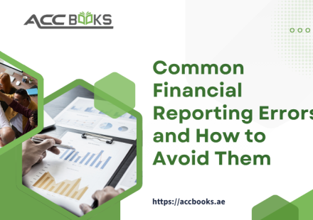 Accountant reviewing financial statements and highlighting common financial reporting errors such as misclassified transactions, missing reconciliations, and inaccurate data entry