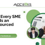 An SME business owner meeting with an outsourced CFO to review financial reports, cash flow forecasts, and growth strategy
