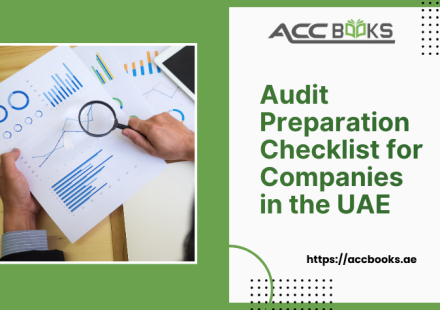 Audit preparation checklist for UAE companies showing key steps like financial statement review, document organization, and compliance verification