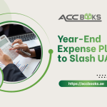 Year-end expense planning for UAE businesses showing deductible expenses, invoice processing, and tax-saving strategies before December 31
